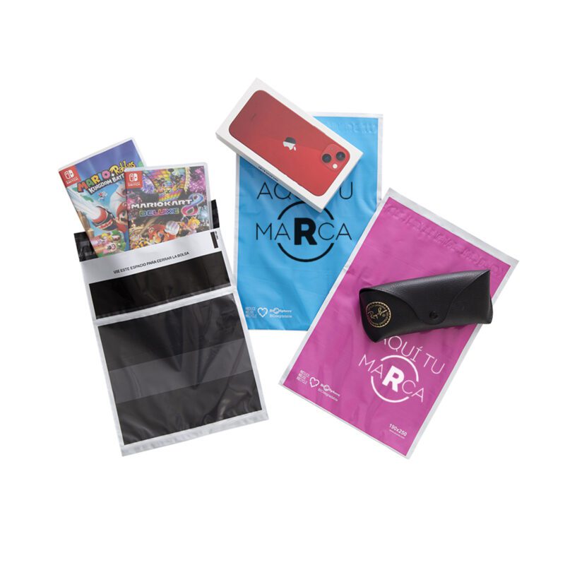 Bolsas de seguridad de colores biodegradables para ecommerce - mensajería personalizadas